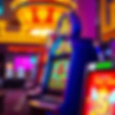 Vibrant Casino Display of $5 Wheel of Fortune The vibrant display of the $5 Wheel of Fortune slot machine in a casino setting