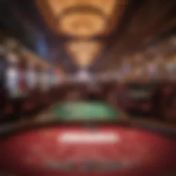 Luxurious casino interior showcasing vibrant gaming tables