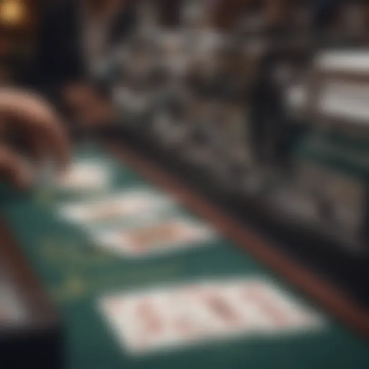 Close-up view of cards being shuffled by a machine