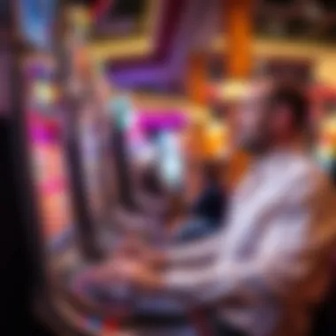 Engaging Gameplay Experience at the Casino Player engaging with a slot machine in a casino