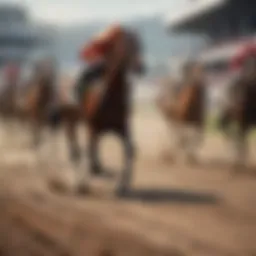 Calder racetrack with horses in action
