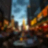 A stunning view of the bustling New York City dining scene at dusk