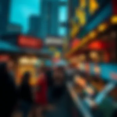 New York Street Food Market A vibrant street food market showcasing diverse culinary offerings in New York