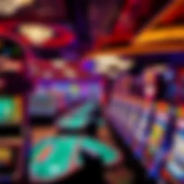 Dynamic Atmosphere of Casino Gaming Vibrant casino floor showcasing gaming tables and slot machines