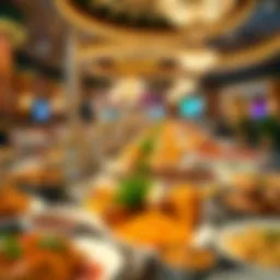 An opulent spread of gourmet dishes at a Las Vegas buffet showcasing diverse cuisines