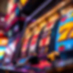 A close-up view of a classic slot machine with vibrant symbols