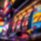 Classic Slot Machine Overview A close-up view of a classic slot machine with vibrant symbols