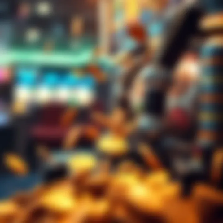 The Thrill of Coin Slots An artistic representation of coins falling into a slot machine, emphasizing the thrill of the game.