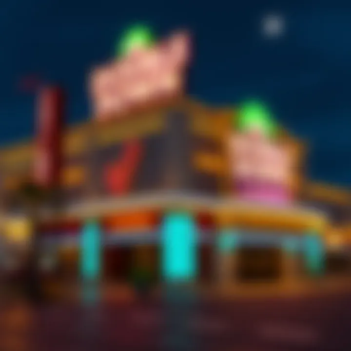 Illuminated Exterior of Double Down Casino at Night Exterior view of Double Down Casino illuminated at night