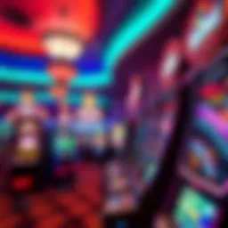 Vibrant gaming floor filled with various slot machines