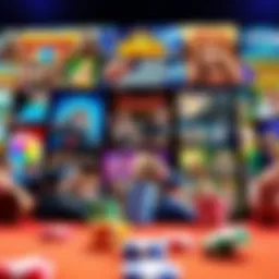 A vibrant collage of various online game genres