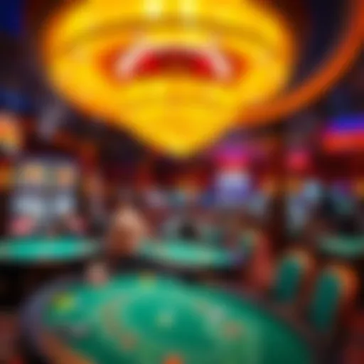 Casino Excitement A vibrant casino interior showcasing an array of gaming tables