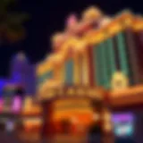 The stunning facade of a luxurious Las Vegas casino illuminated at night