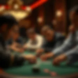 An intense Kings Club Poker game in progress, showcasing players' focused expressions.