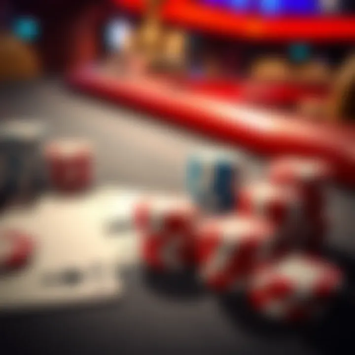 Unique Elements of Kings Club Poker A close-up of poker chips and cards laid out on a table, highlighting the game's unique elements.