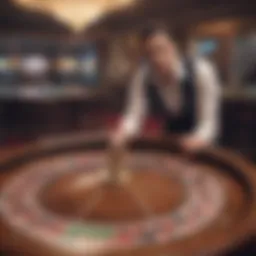 A captivating live roulette table with a dealer in action