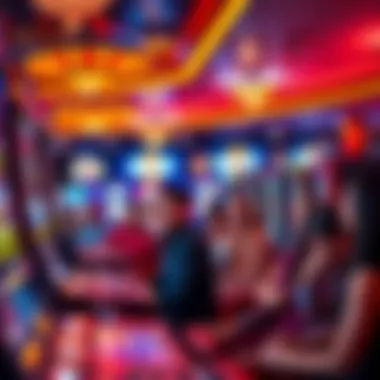 The Excitement of Casino Gaming A diverse group of players enjoying a vibrant casino atmosphere filled with various slot machines.