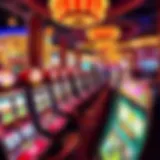 A vibrant casino floor showcasing slot machines and table games