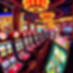 A vibrant casino floor showcasing slot machines and table games