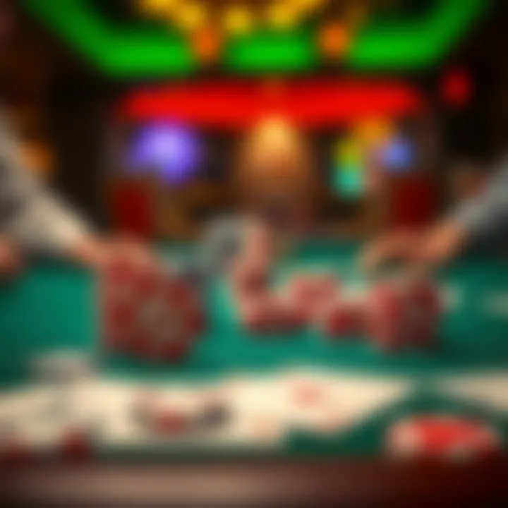 Diverse Poker Variants at Play A vibrant poker table with chips and cards representing various poker variants.