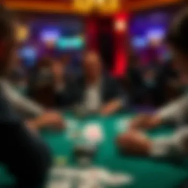 Engaging in Seven Card Stud Seven Card Stud being played with a focus on the card layout and player engagement.