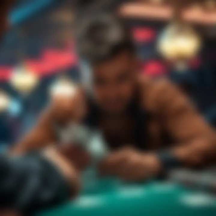 Focused Player Analysis A player analyzing their cards with focus