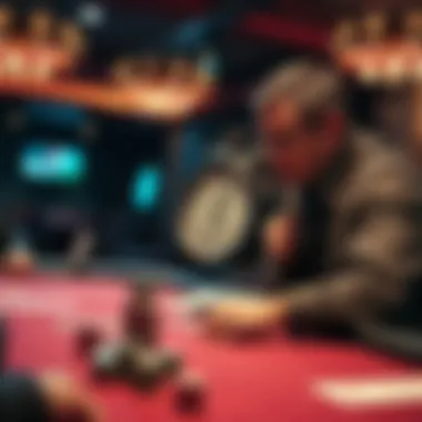 Player Strategy with Clock Player strategizing at a poker table with a clock in view