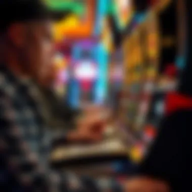 High-Stakes Gaming Experience Close-up of a player engaged with a high-stakes slot machine.