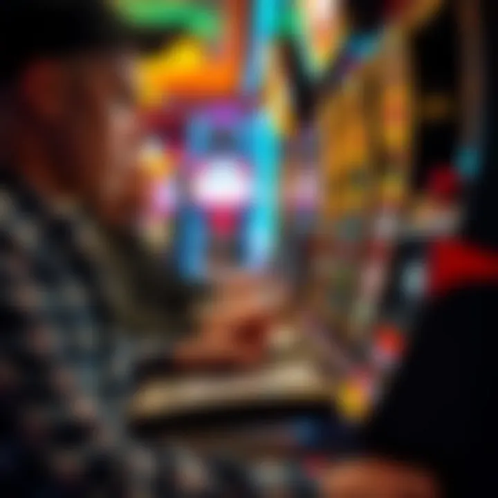 High-Stakes Gaming Experience Close-up of a player engaged with a high-stakes slot machine.