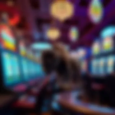 Bison Slot Machines in a Casino Setting An overview of a casino floor featuring bison slot machines in action