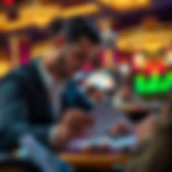 Strategic Gameplay in Bingo Player strategizing bingo cards during a game