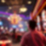 Vibrant bingo hall atmosphere filled with excitement