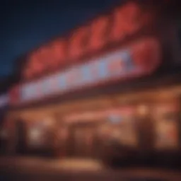 Exterior view of the Joker Casino showcasing its vibrant neon lights
