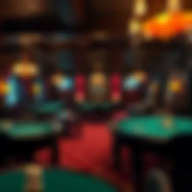 Interior of a traditional Scottish casino with gaming tables