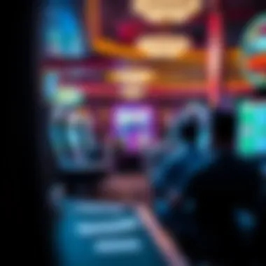 Engaging Atmosphere of Online Casinos A lively online casino environment with animated graphics and engaging gameplay