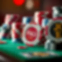 A close-up view of high-quality poker chips showcasing their design and textures