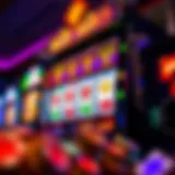 Dynamic Slot Machine Experience A vibrant slot machine display showcasing colorful symbols and spinning reels