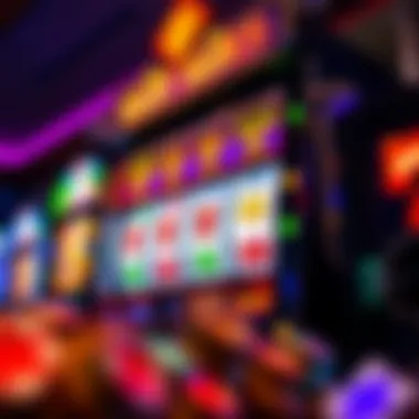 Dynamic Slot Machine Experience A vibrant slot machine display showcasing colorful symbols and spinning reels