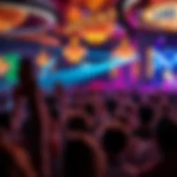 A vibrant live performance at a Las Vegas venue showcasing an energetic crowd