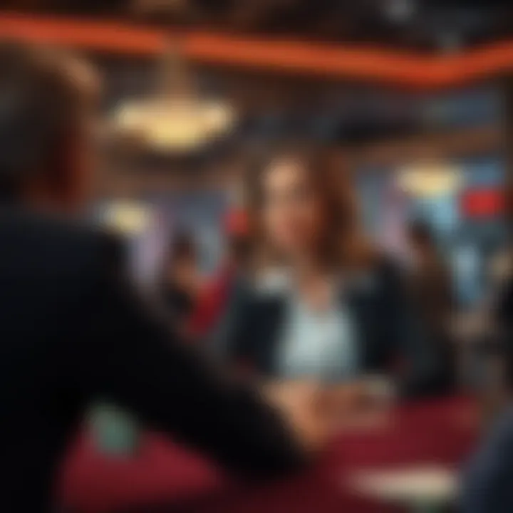 Strategic Leadership in Casino Management Contemporary female leader discussing strategies in a casino boardroom