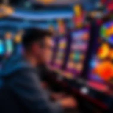 Engaging Gameplay on Fish-themed Slot Machine A player engaging with an online slot machine featuring ocean themes