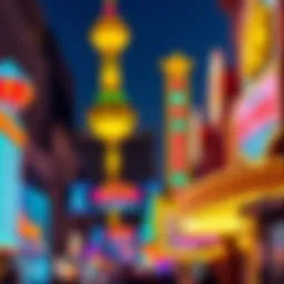 Vibrant lights and neon signs illuminating Fremont Street