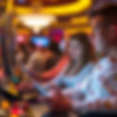 Players Engaged in Golden Casino Slots An engaging scene depicting players enjoying golden casino slots on various devices.
