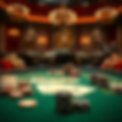 Elegant casino-themed table setting with playing cards and decorative chips