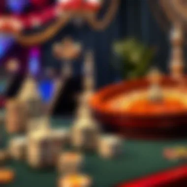 Engaging Casino Thematic Decor Thematic decorations including dice and roulette for a casino vibe