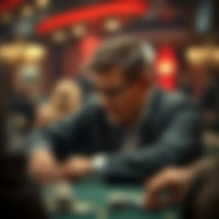 Strategic Mindset in Poker A player deep in thought while contemplating their next move in a poker game