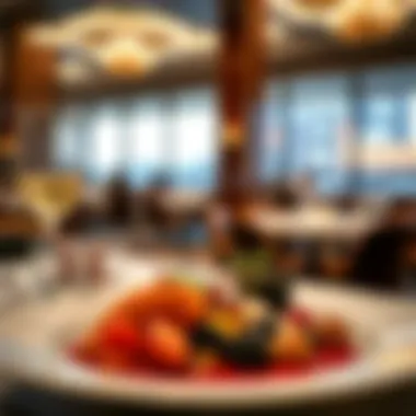 Elegant dining setup with a gourmet meal at MGM Boston Harbor