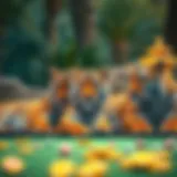 The Majesty of Mirage Tigers Majestic tigers lounging in their naturalistic habitat