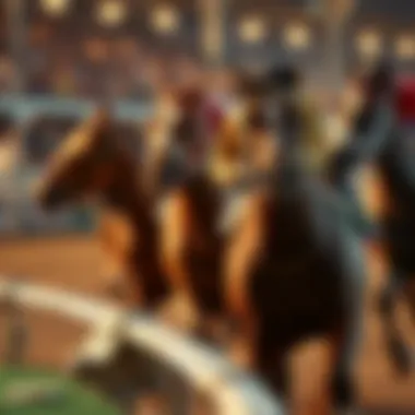 A horse racing scene showcasing a thrilling moment