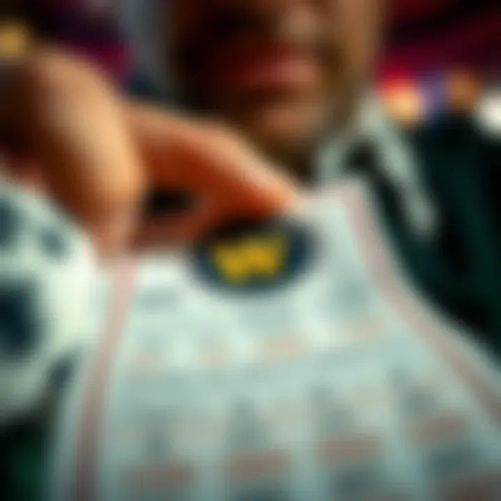 Revealing Winning Symbols A close-up of a person revealing a potential winning symbol on a scratch-off ticket.